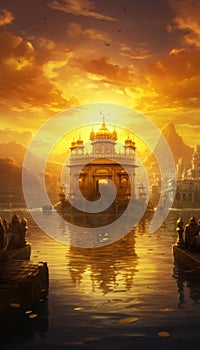 sunrise picture of golden temple