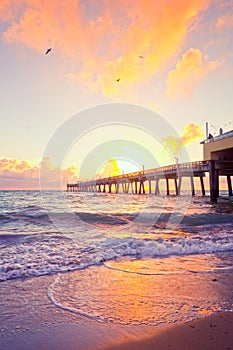 Sunrise at the pier in Dania Beach Florida