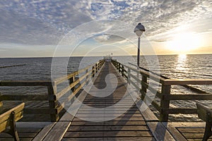 Sunrise at pier in Koserow, Usedom