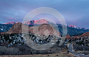 Sunrise on Pikes Peak and Garden of the Gods