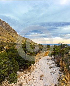 Sunrise on Pine Springs Canyon, Devil\'s Hall Trail