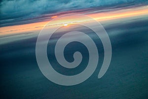 Sunrise from the window`s plane