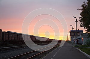 Sunrise on Polar railway station