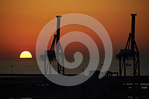Sunrise in the port of Alicante photo