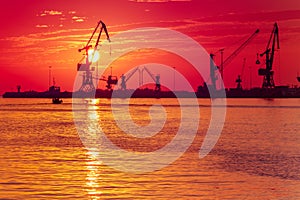 Sunrise at the port of Heraklion, Crete, Greece