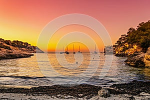 Sunrise at portal vells beach, mallorca, spain photo