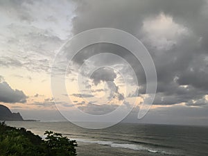 Sunrise in Princeville in Kauai Island, Hawaii.