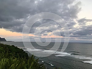 Sunrise in Princeville on Kauai Island, Hawaii.