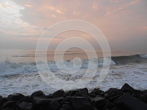 Sunrise in Puducherry, a quiet little town on the southern coast of India.