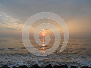 Sunrise in Puducherry, a quiet little town on the southern coast of India.