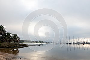 Sunrise at the Puertito del Buceo in the coastal Rambla of Montevideo capital of Uruguay in 2023 photo