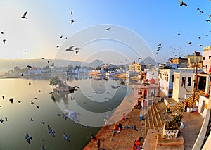 Sunrise at pushkar,rajasthan,india