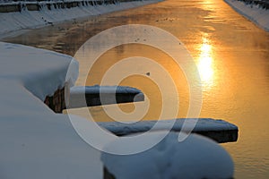 Sunrise reflected in water