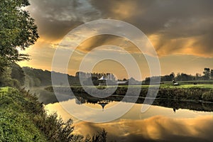 Sunrise Reflection in Durham River Wear