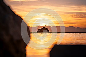 Sunrise reflection on water