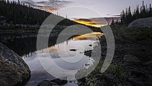 Sunrise Reflections on Pear Creek in Rocky Mountain National Park Colorado USA