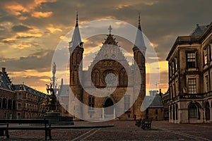 Sunrise on Ridderzaal, Binnenhof, the Hague