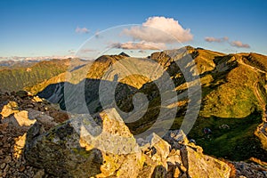 Sunrise from the ridge of the Western Tatras, Rohace with a view of the Salatin mountain