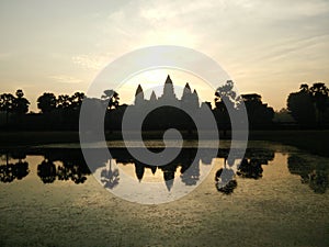 Sunrise right behing Ankor Wat