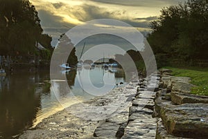 Sunrise on the River Frome at Wareham, Dorset, UK