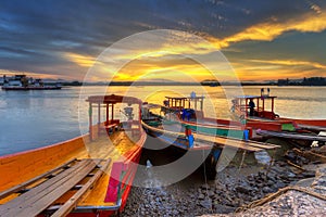 Sunrise at the river in Koh Kho Khao photo