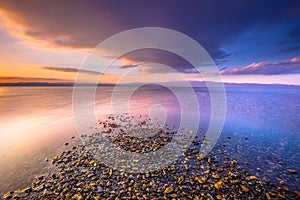 Sunrise at a river mouth on Lesbos island