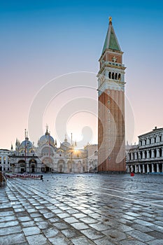 Sunrise at San Marco square in Venice, Italy.