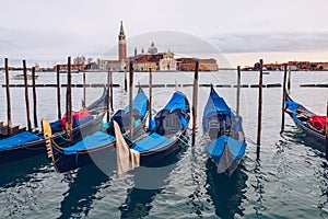 Sunrise in San Marco square, Venice, Italy. Venice Grand Canal.