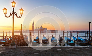 Sunrise in San Marco square, Venice, Italy. Venice Grand Canal.