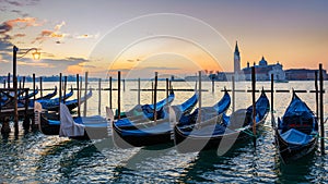 Sunrise in San Marco square, Venice, Italy. Venice Grand Canal. Architecture and landmarks of Venice. Venice postcard with Venice