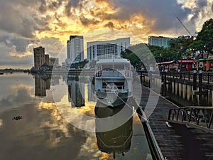 Sunrise at Sarwak River in Kuching Sarawak Malaysia