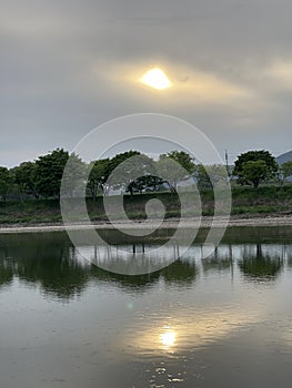 Sunrise sceanery in a river