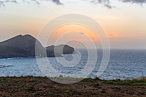 Sunrise at sea in the Atlantic Ocean on the island of Madeira