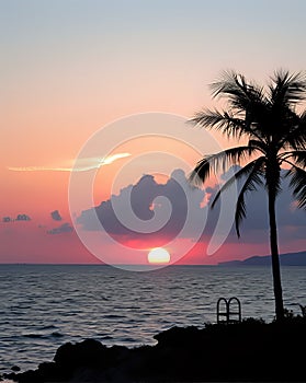 Summer Resort Beach Sea Relax Voyage Vacances. This photo was generated with AI. photo