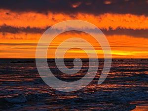 Sunrise on the sea. Montesilvano beach, Abruzzo