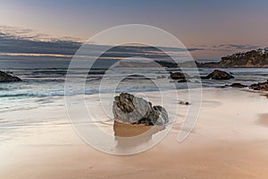 Sunrise seascape and low cloud bank