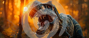 Sunrise Serenade: T-Rex\'s Dawn Cry. Concept Dinosaur Serenade, Prehistoric Morning Melody,
