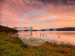 Sunrise at Setu patok dam in amazing sky