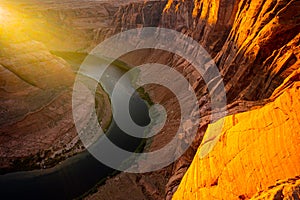 Sunrise shot of Horseshoe Bend, Page, Arizona. Arizona Horseshoe Bend of Colorado River in Grand Canyon.