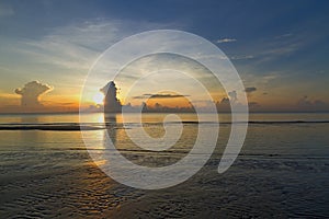 Sunrise silhouette at beach Ban Krut Beach