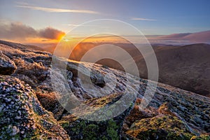 Sunrise from Skalka mountain during autumn in Low Tatras mountains