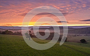 Sunrise Sky over British Countryside