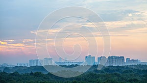 Sunrise sky over Timiryazevskiy park in Moscow