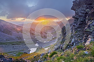 Sunrise at Smutne sedlo valley in West Tatras in Slovakia