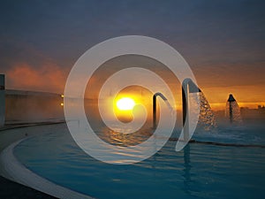 Sunrise at the spa thermal water