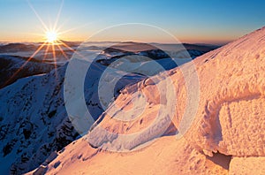 Sunrise at Stiavnica mountain, Low Tatras