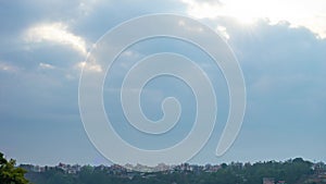 Sunrise and Storm clouds over Kathmandu, Nepal time-lapse video.