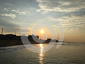 Sunrise in Summer at Coney Island in Brooklyn, New York, NY.