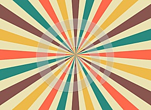 Sunrise sun rays in retro starburst style. Background template for circus posters. flat vector