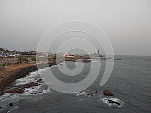 Sunrise, sunset, Cape comorin, Kanyakumari, Tamilnadu